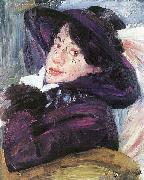 Damenportrat mit lila Hut, Lovis Corinth